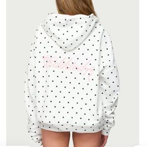 Edikted polka dot hoodie, Pink EDIKTED script on back.